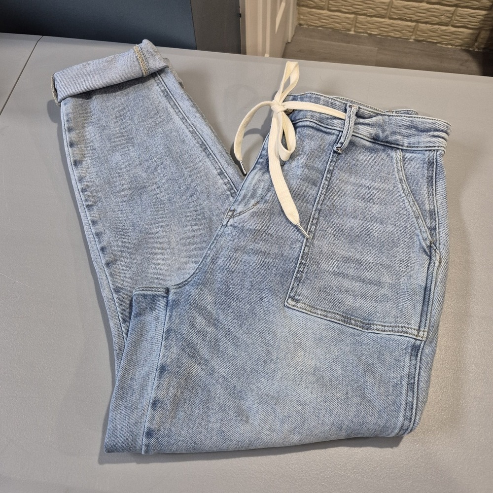 Judy Blue Jogger Jeans Womens 15/32 Utility Drawstring Relaxed Light Wash